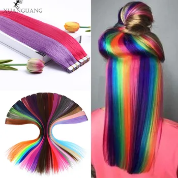 

XUANGUANG Long Straight color wig Hair PieceHair Extensions Clip In hair Synthetic Hair Straight Clip