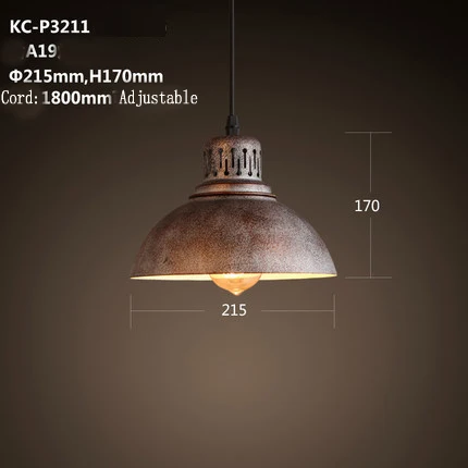 A Винтажная люстра в рустико для кофейни, бара, кухни, острова, E27, Эдисон, подвесной светильник, промышленный Лофт, ретро люстра, светильник - Цвет абажура: A