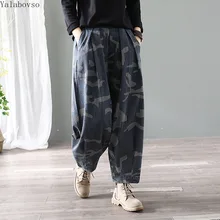 Винтажные джинсы в полоску с принтом повседневные брюки свободного покроя брюки большого размера и шаровары трикотажные хлопковые брюки женские джинсы CXCZ40