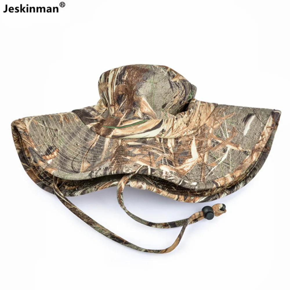 High Quality Reed Bulrush Bionic Camouflage Hunting Fishing Bonnie Hat Large Size Outdoor Sports Sun Protection Cotton Hat