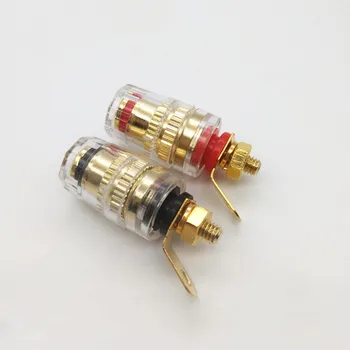 

2pcs Gold Plated Terminal Banana Connector 4mm Thread Medium Amplifier Speaker Spade Binding Post Banana Plug Socket Connector