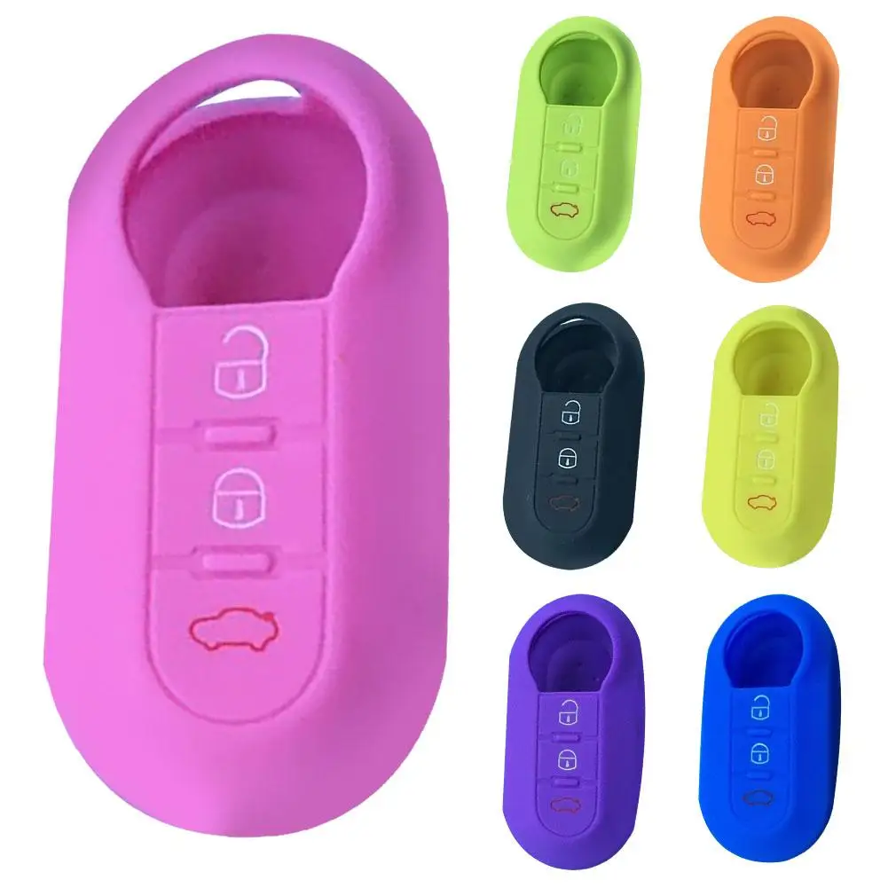 

3 Buttons Silicone Flip Remote Car Key Fob Protection Cover Case for Fiat 500