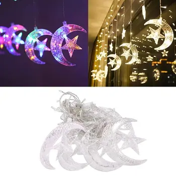 

2.5m LED Moon Star Curtain Lights Christmas Garlands String Fairy Light Decor H55A