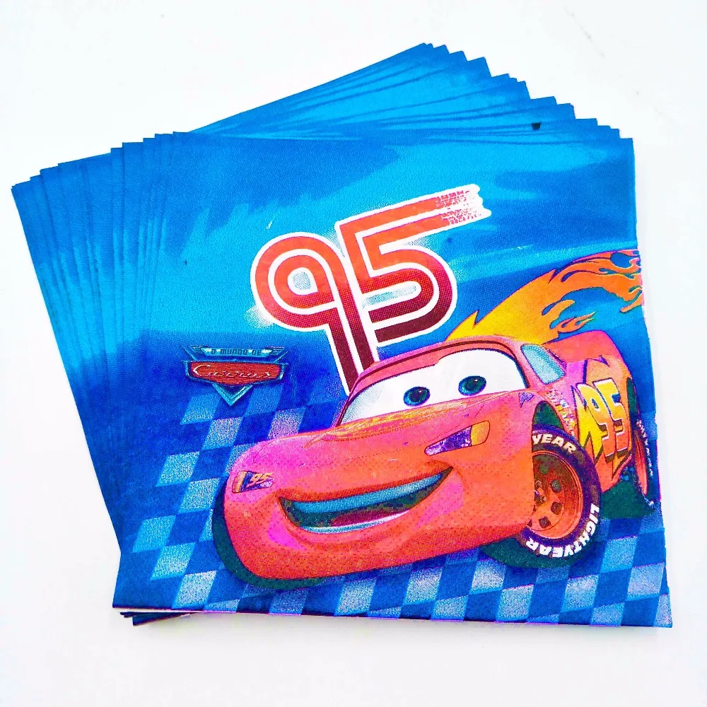 20 шт./пакет мультфильм Lightning Mcqueen вечерние поставки Бумага гигиенические салфетки на день рождения и для маленьких мальчиков вечерние Для Детский праздничный костюм сувениры салфетки