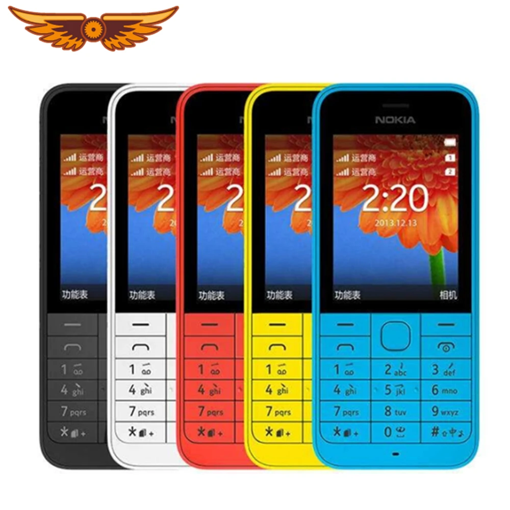 Nokia-teléfono móvil usado Original desbloqueado, 220 GSM, 2,4 pulgadas, Tarjeta SIM Dual, cámara de 2MP, Bluetooth, Radio FM, 1100mAh