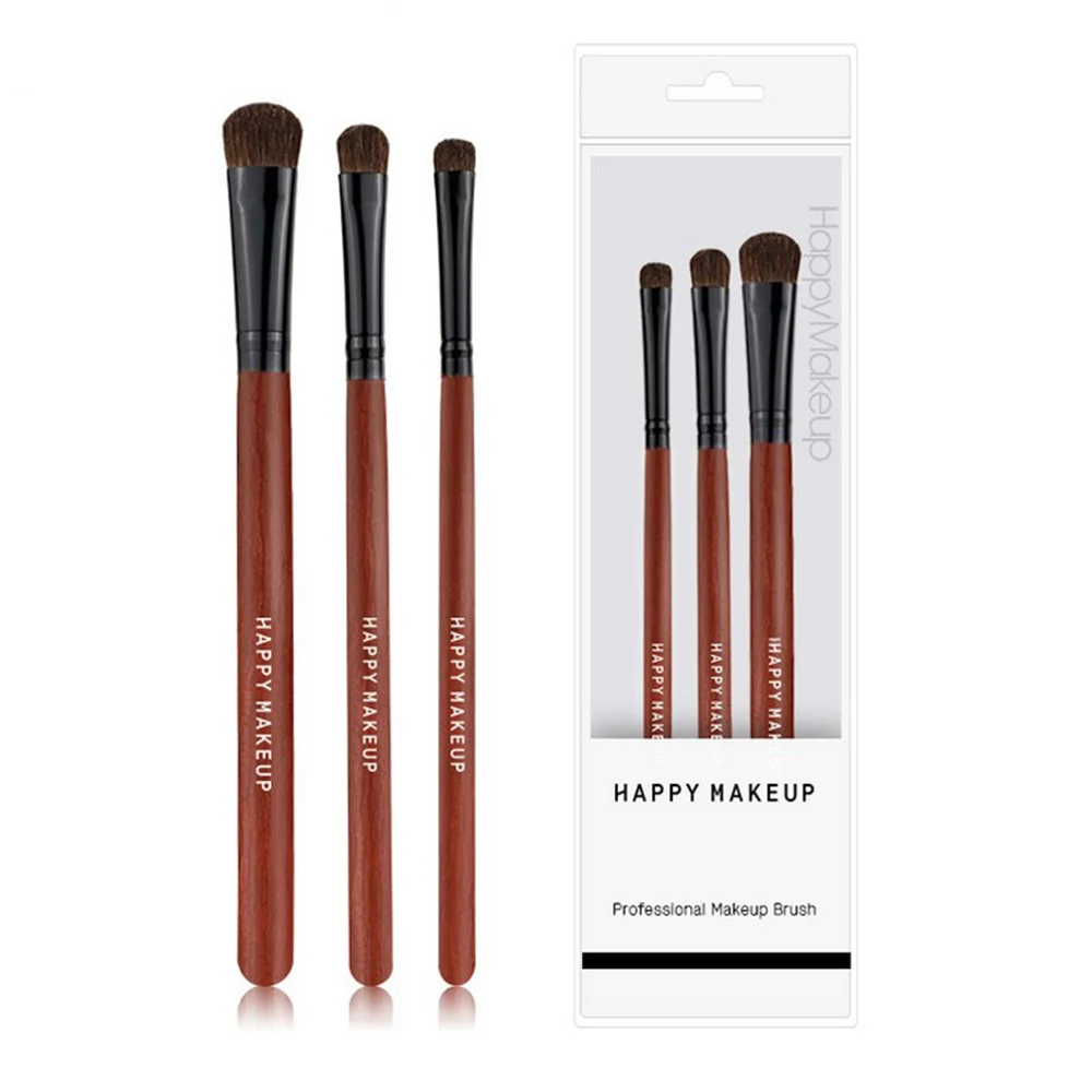 3Pcs/set High Quality Eyebrow Brush Makeup Eyeshadow Palette Cosmetic Eye Brow Make up Brush Kit Soft Horse hair Brushes Tools - Handle Color: 01