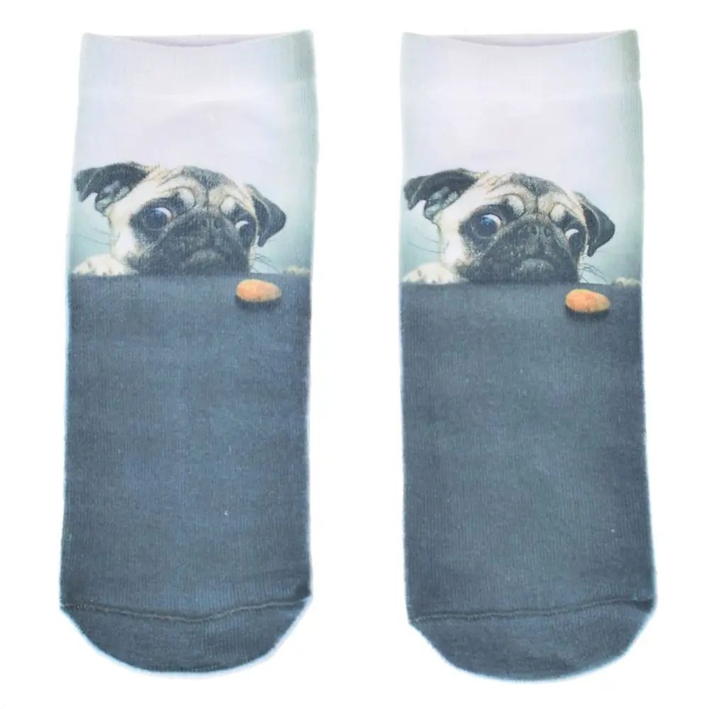 New 3D Printed Women Socks Cotton Sock Fashion Unisex Animal Socks Cut Dog Meias Female Funny Low Ankle Sock
