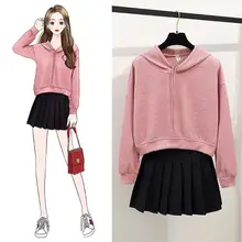 crop hoodie and skirt