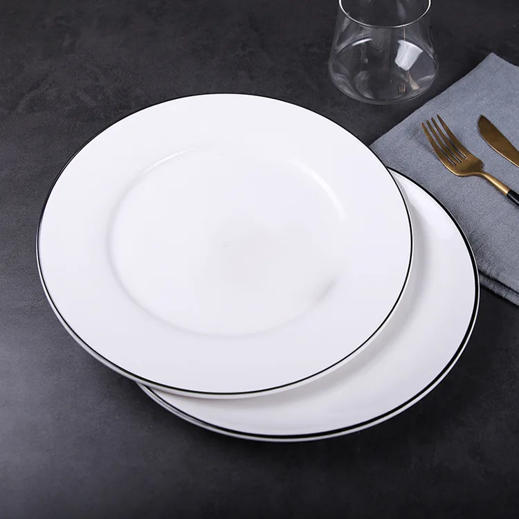 

Northern European-Style Creative Plates Simple Black Line Ceramic Plate Fish Dish 10 Inches Dish Plate Tableware Bowl Dish & Pla