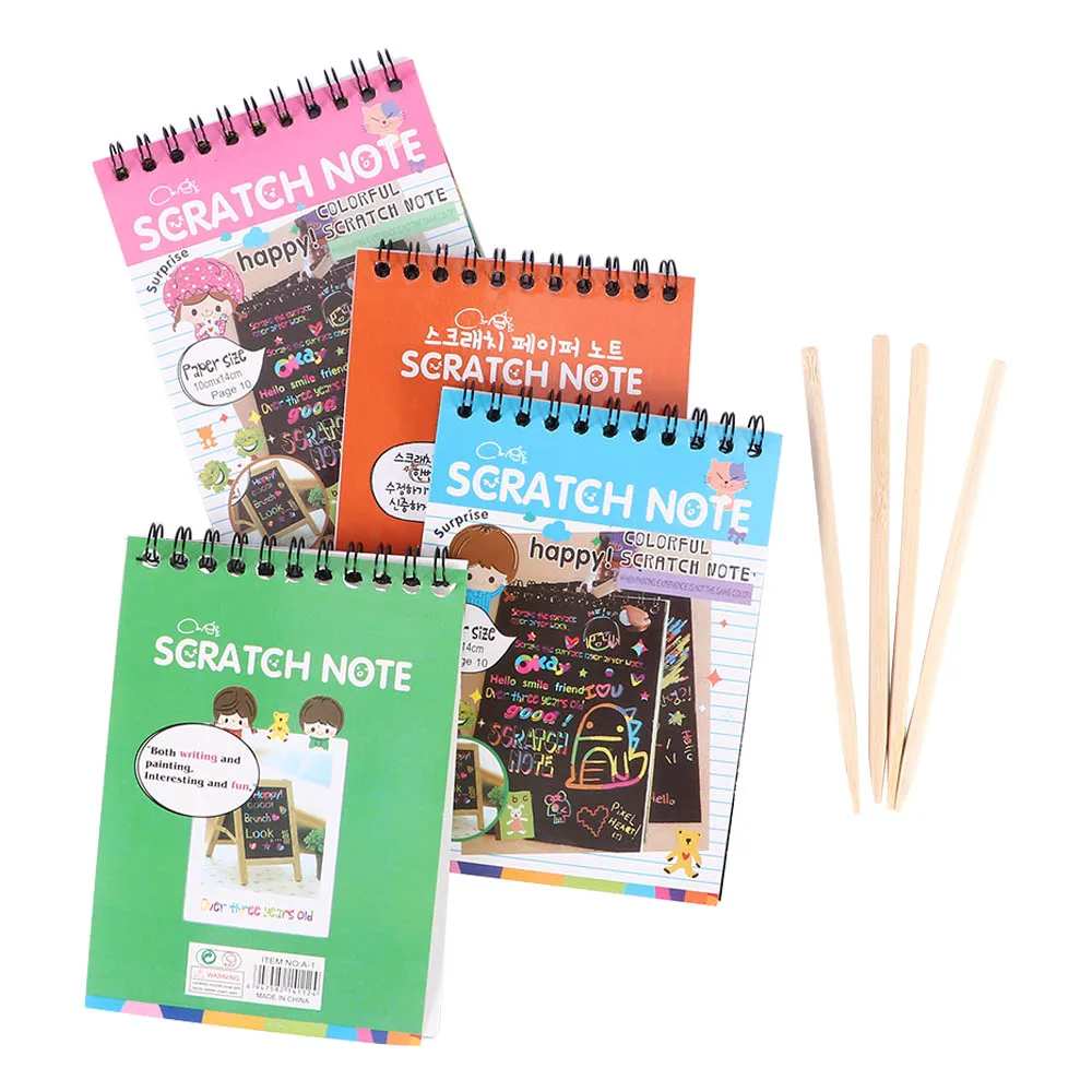 

Fashion Wonderful Color Scratch Note Black Cardboard Creative DIY Draw Sketch Notes for Kids Toy Notebook School Supplies