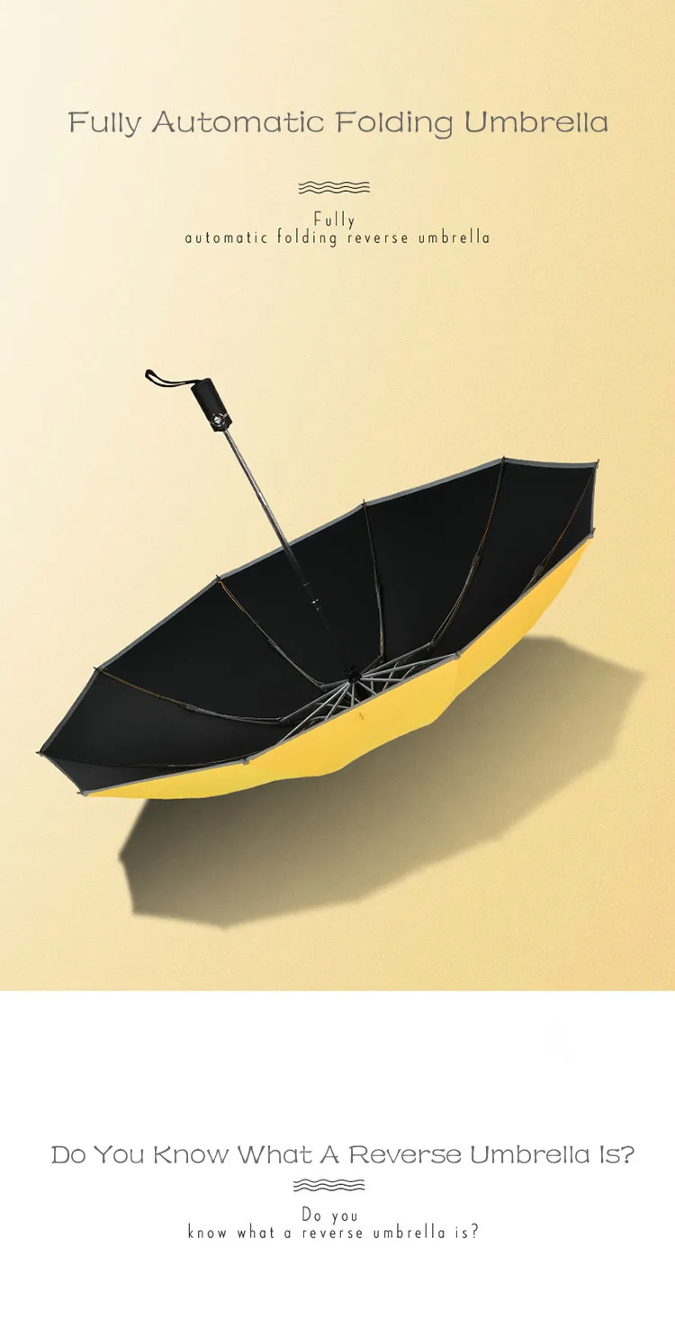 Automatic Windproof Folding Umbrella Reverse Black Coating Women Rain Sun UV Ladies Parasol Big Men Windproof Umbrellas AA50YS