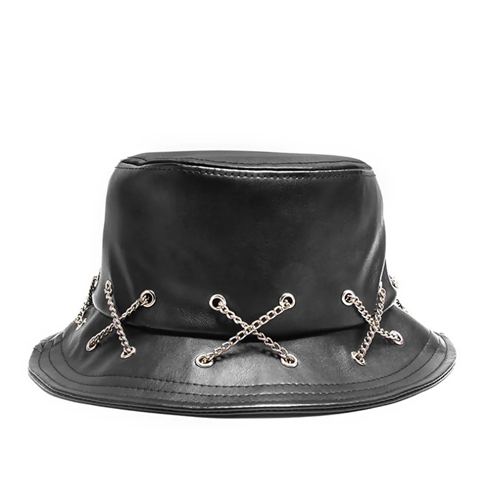 [AETRENDS] черная шляпа-ведро из искусственной кожи с молнией, уличная одежда в стиле хип-хоп, шапка в рыбацком стиле, Z-10034 - Цвет: Black