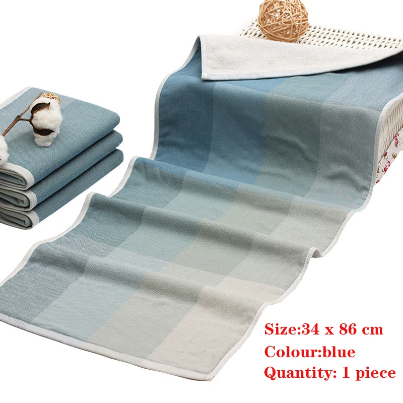 Blue 34x86cm YIANSHU 34X86 см Хлопковое полотенце высокого класса, многофункциональное, мягкое и удобное, отельное домашнее полотенце для лица - Цвет: Blue 34x86cm