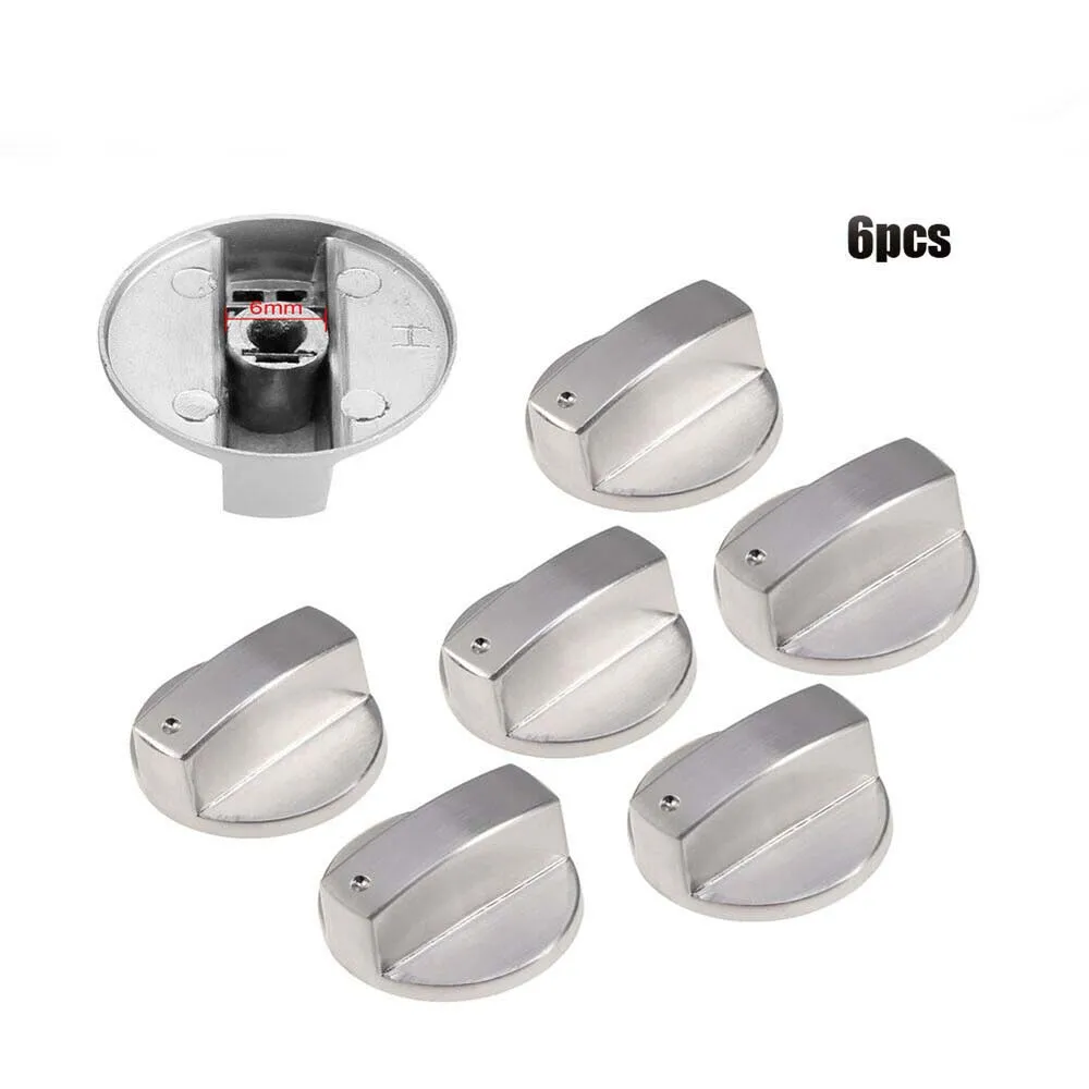 

6pcs Kitchen Alloy Gas Stove Knobs Cooker Oven Cooktop Metal Switch Control