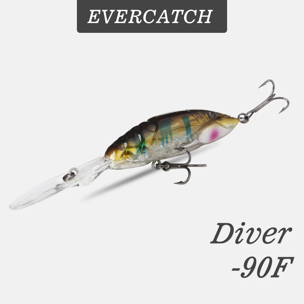 

Evercatch 90mm/8g deep diving crankbait floating wobblers rattlin chatterbait fishing hard lure for pike bass perch walleye