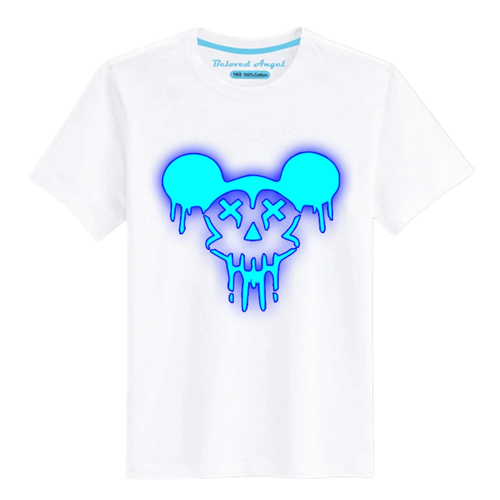 

2020 New Summer Luminous Short Sleeves T-Shirts For Boys Girls Casual T Shirt Print Kids Christmas Baby Girls Tops 3-15 Years