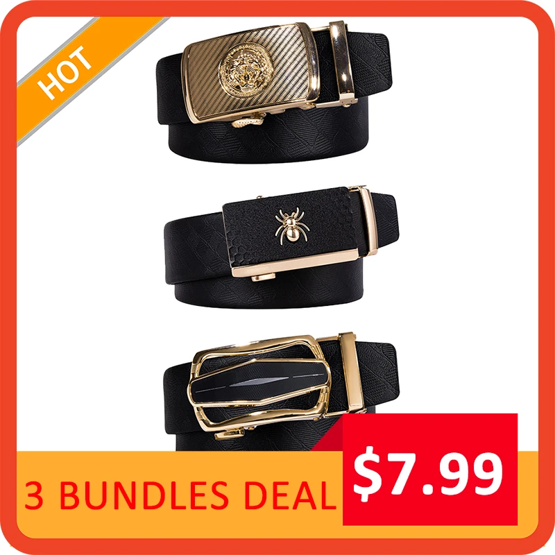 3 unids/lote cinturones largos 160cm para hombre cinturones de piel vaca de cuero genuino hombres cinturones de hebilla automáticos de negocios cinturones de cintura formales negros|Cinturones de hombre| -