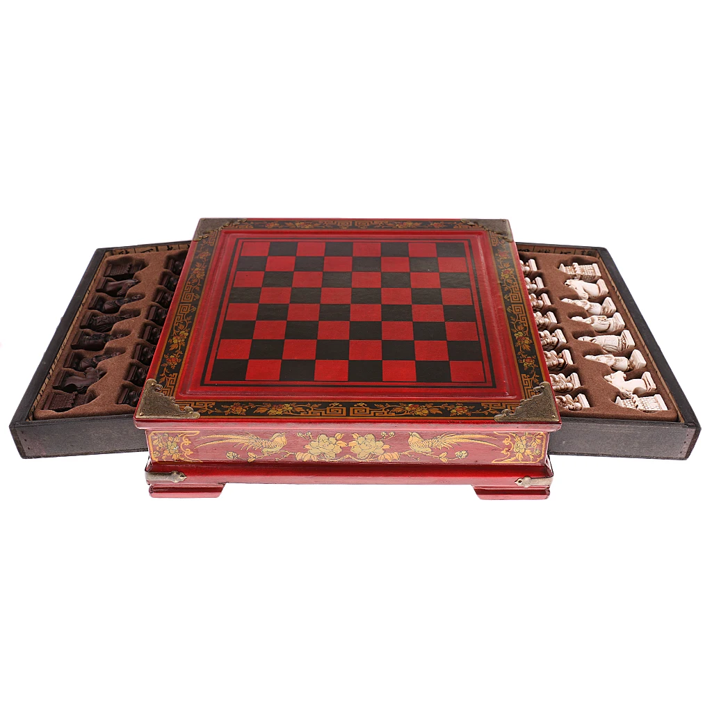 1 Set Terracotta Army Antique Chess Set Board Game Pieces Vintage Ancient