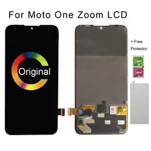 원래 지문 6.39 "Moto One Zoom XT2010 Xt12010 1 Lcd 화면 디스플레이 Moto One Pro 용 터치 유리 디지타이저 어셈블리|Mobile Phone LCD Screens|  