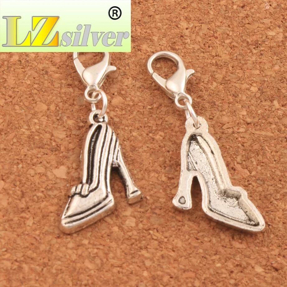 High Heels Shoes Lobster Claw Clasp Charm Beads 33.2x12mm 100PCS Zinc Alloy Jewelry DIY C236