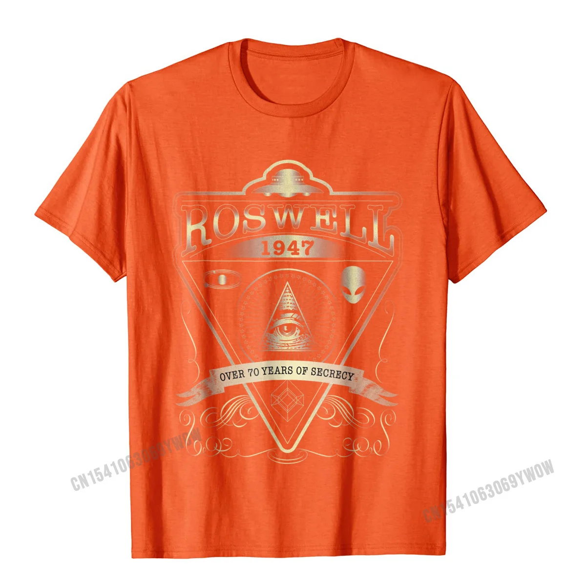 Fitness Tight cosie O Neck Tshirts Summer/Autumn Tops & Tees Short Sleeve for Adult Coupons Pure Cotton Casual T-Shirt Roswell 1947 Alien T Shirt - Vintage Style UFO Area 51__1093 orange