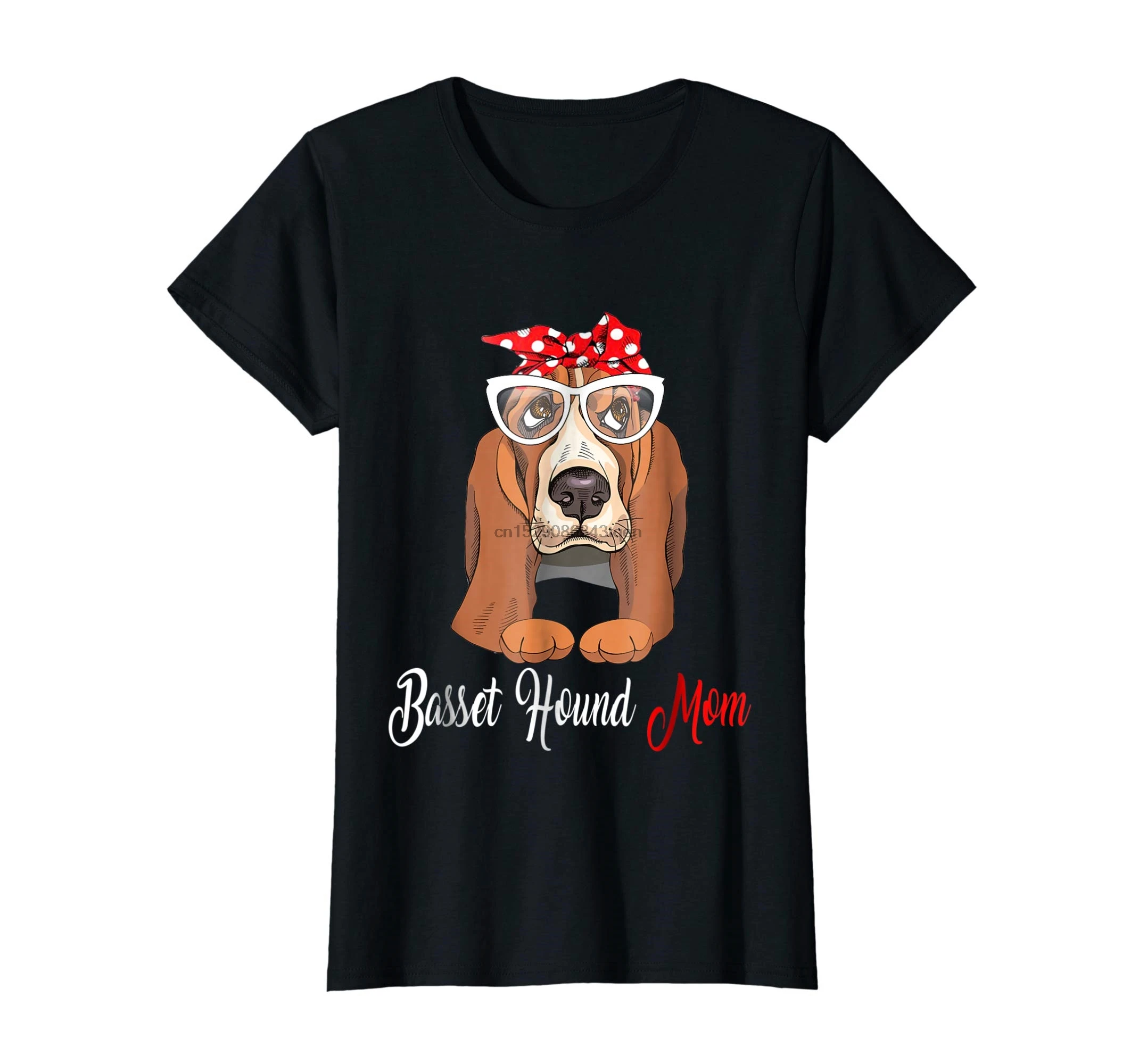 Basset Hound Mom Tshirt Birthday Gift Mother's Day Outfit-Women's T-Shirt-Black |