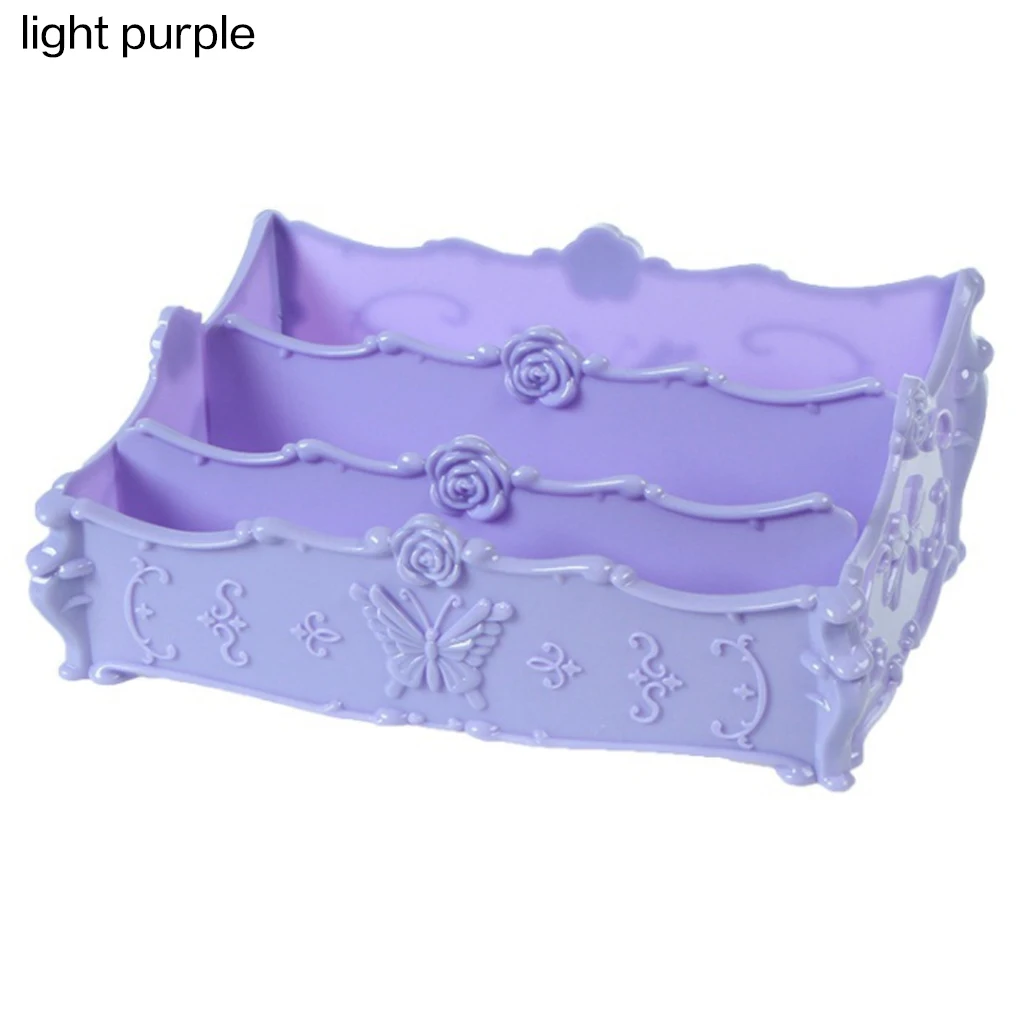 light purple Органайзер для макияжа, пластиковая коробка для косметики, ящик для хранения косметики, органайзер для макияжа, туалетный столик, стойка для ухода за кожей, домашний контейнер - Color: light purple