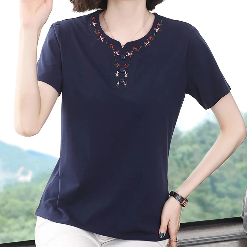 

Embroidery Summer White Blouse Women Shirt Casual Short Sleeve Print Ladies Blusas Womens Tops And Blouses 2018