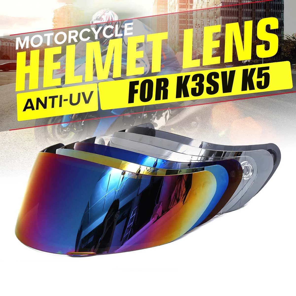 Helmet Visor For AGV K5 K3 SV Motorcycle Detachable Helmet Glasses Motorbike Helmet Lens Motocross Full Face Visor Color : Gold NO LOGO KF-VISOR 