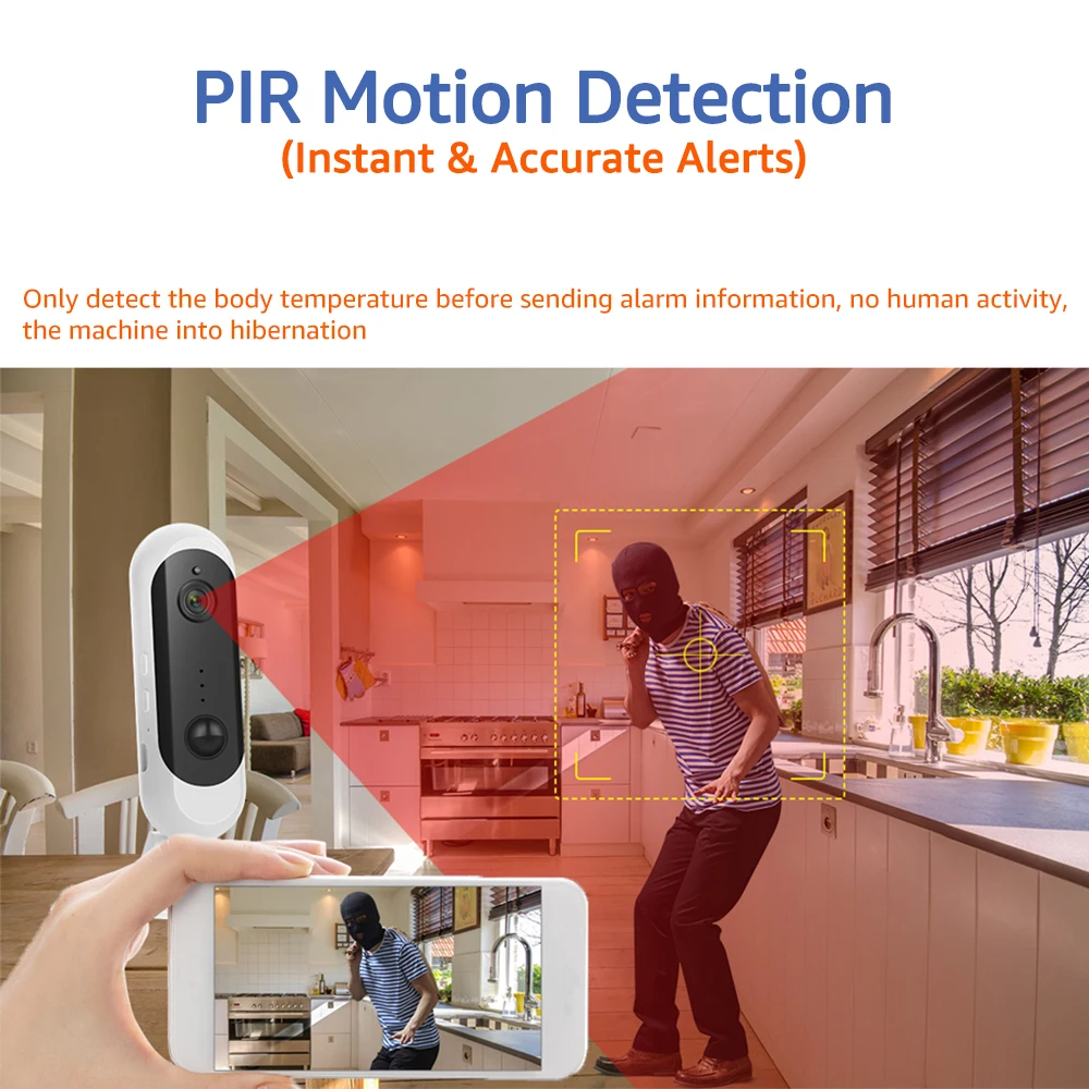  1080p HD Battery Security IP Camera Wireless Home Security WiFi Camera Audio Intercom PIR SD Card H - 4.00008E+12
