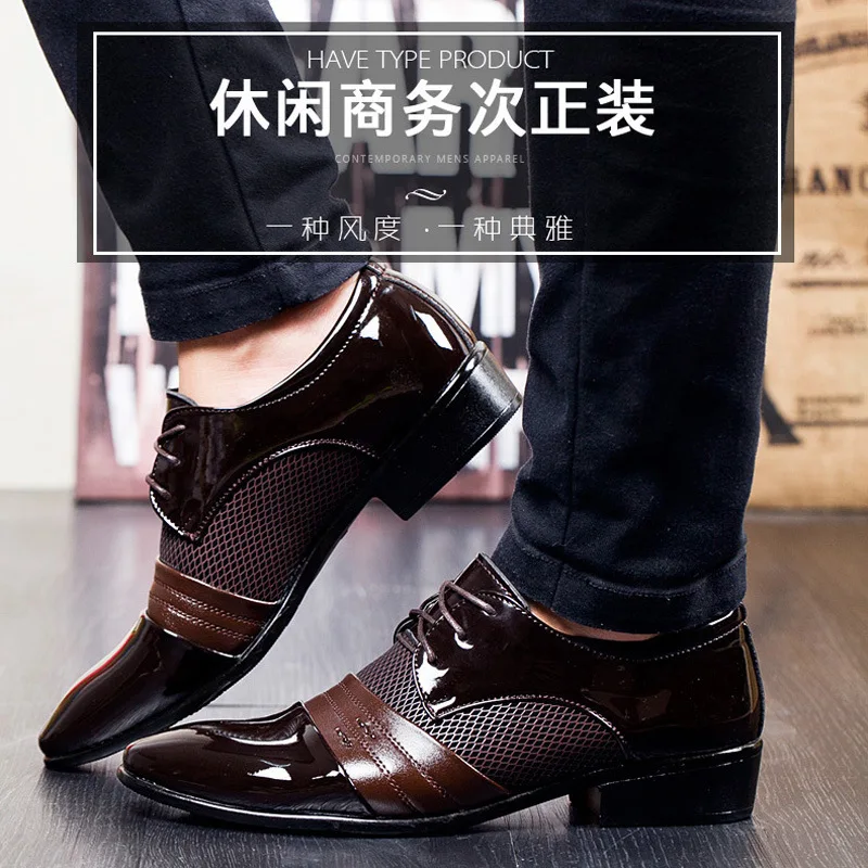 

2019 Spring Business Leather Shoes Men's England Shoes MEN'S Casual Shoes Pointed-Toe Trend Formal Wear Men Lace-up Shoe