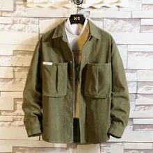 Осенняя мужская рубашка с карманами, мужская рубашка с длинным рукавом, Вельветовая рубашка, Свободное пальто