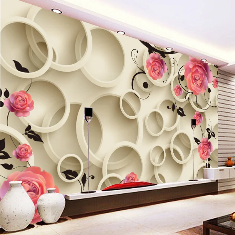 

Seamless Nonwoven Fabric TV Backdrop Mural Wallpaper Living Room Bedroom Minimalist Modern 3D Warm And Romantic Rose