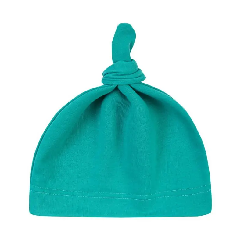Хлопковые повязки с узлом для новорожденных, одноцветные шапочки ярких цветов, шапочки для сна для маленьких девочек