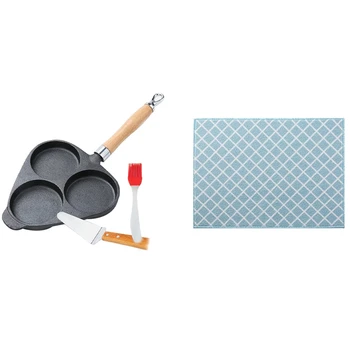 

1Pcs Ultra-Fine Coral Velvet Kitchen Countertop Drain Pad & 1Pcs Cast Iron Omelette Egg Burger Fried Egg Pot