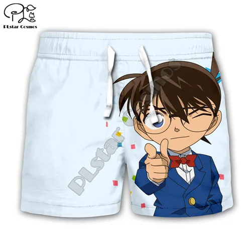 kids casual shorts Детская одежда для мальчиков, новинка, Аниме Детектив Конан, 3D толстовки с капюшоном синий свитер с рисунком/куртка/футболка спортивный костюм для малышей штаны для девочек - Цвет: kids casual shorts