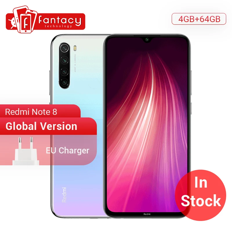 Pаспродажа Xiaomi Redmi Note 8 с глобальной версией, 4 ГБ, 64 ГБ, 48 МП, Четырехъядерный Смартфон Snapdragon 665, четыре ядра, FHD экран 6,3 дюйма, 4000 мА ч, 18 Вт, QC
