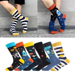 2021Spring and Summer New Alien Planet Astronaut Men's Socks In Tube Hip Hop Trend Personality Colorful Earth Skateboard Hip-hop