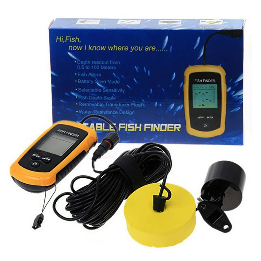 Portable Fish Finder Ice Fishing Sonar Sounder Alarm Transducer Fishfinder 0.7-100m Echo | Спорт и развлечения