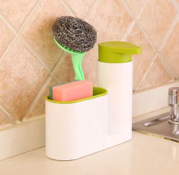 Kitchen Stoarge Rack for Cleaning Rack Washing Sponge Brush Sink Detergent Soap Dispenser Bottle Kitchen Organizer Gadgets - Цвет: Green