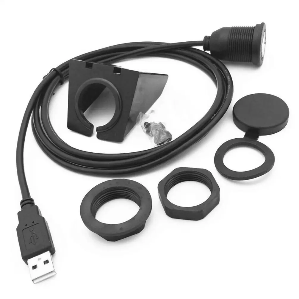USB2.0 кабель для скрытого монтажа 1 м/2 м USB штекер 2 Женский удлинитель флеш панель приборной панели водонепроницаемый кабель для автомобиля лодки мотоцикла