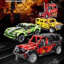 

High-Tech Super Sport Car Truck Off-Road Model Bricks MOC Mechanical Pull Back Vehicle Building Blocks Toys Kids Gift Model Car