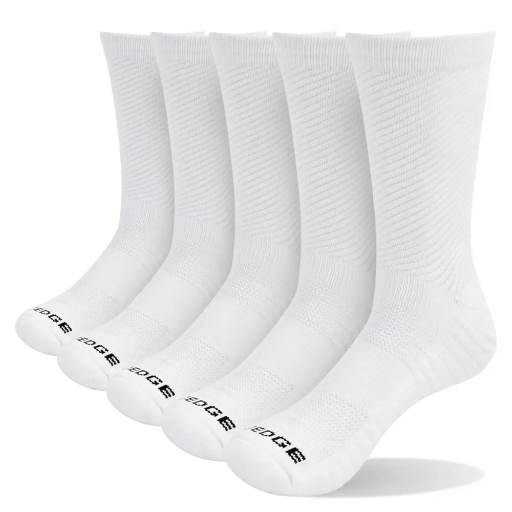 White YUEDGE, 5 пар/партия, мужские хлопковые носки, деловые мужские дезодорирующие теплые носки, дышащие мужские однотонные носки, европейские размеры 38-47 - Color: White