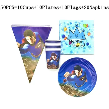 

80Pcs/Lot Superman Theme Children Birthday Party Cups Plates Flags Napkin Wedding Family Party Hanging Banner Decoration Supply