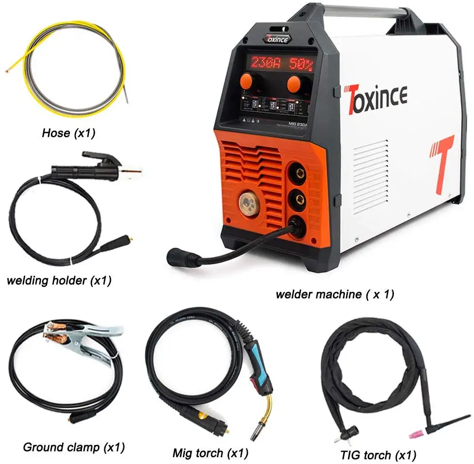 Toxince MIG230AL Digital Double Pulse Aluminum Welder MIG//Pulse/Double Pulse/ARC/Lift TIG Welding Machine (MIG230AL)