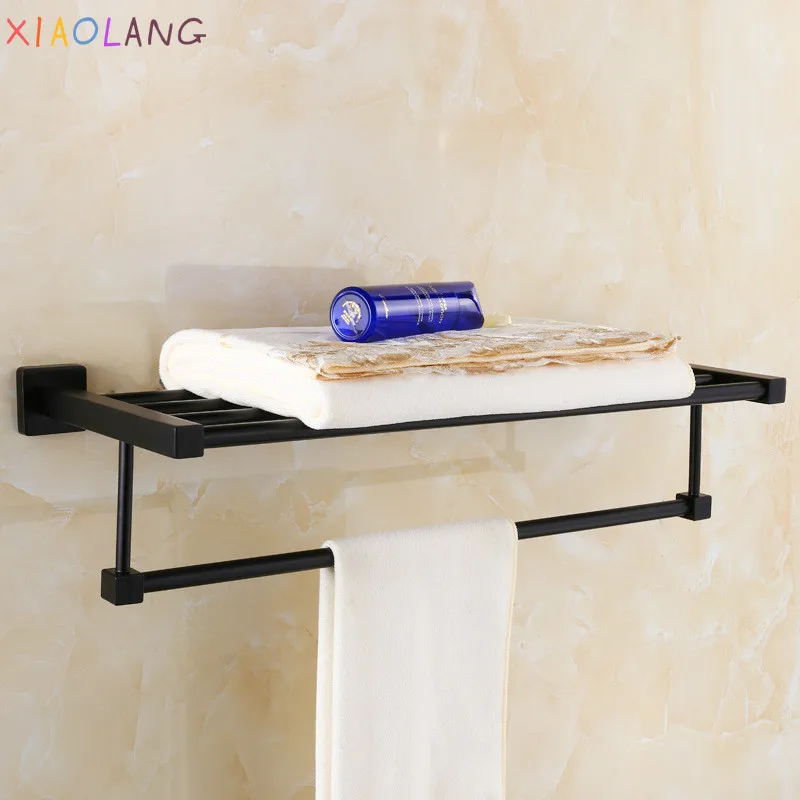 

XIAOLANG 2020European Style Black Bath Towel Rack, Bathroom Stainless Steel Double Towel Rack, Towel Rod, Hardware Pendant