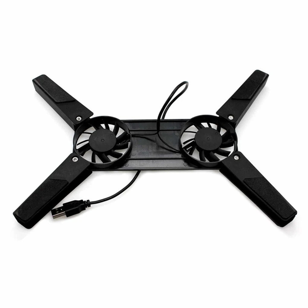 

New Portable Laptop Desk Support Dual Cooling Fan Notebook Computer Stand Foldable USB Rack Holder Black
