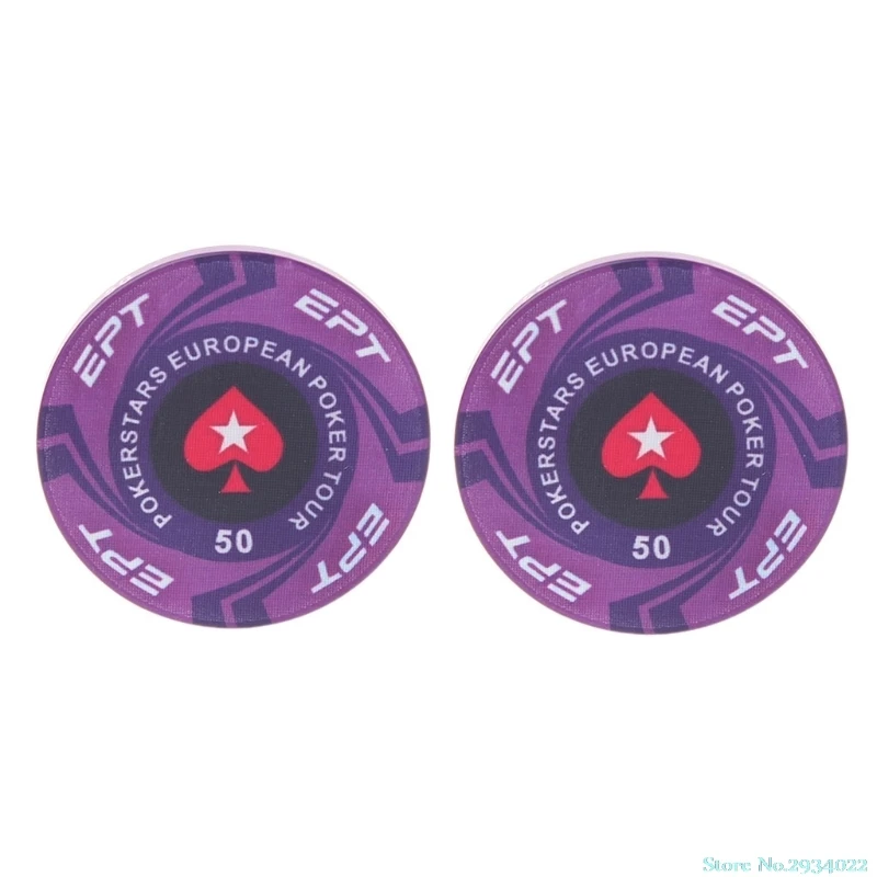 2pcs EPT керамические фишки для покера европейские Pokers Tour Texas Hold'em казино монеты 4 см M7DC - Цвет: 50