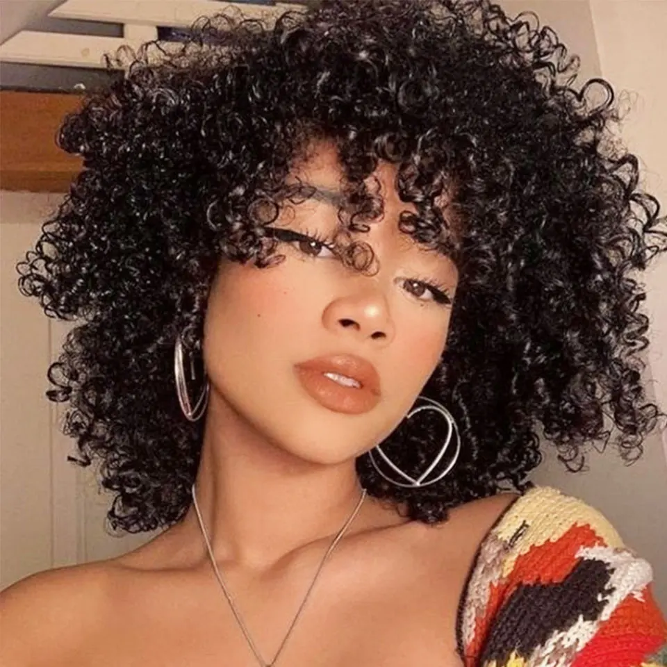 

Short Cheap Human Hair Bob Wigs Pixie Cut Wig Afro Kinky Curly Human Hair Wig Remy Curly Full Machine Wigs Women
