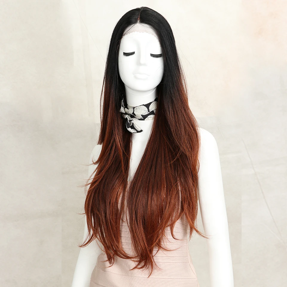 Волшебный 3" Средний коричневый цвет синтетические волосы парики для женщин длинные натуральные волнистые кружева передний парик с натуральной линией волос средняя часть